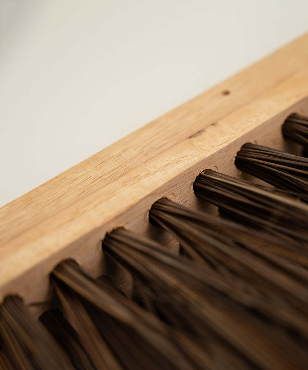 Traditional Wooden Flat Top Broom With Handle - Stiff